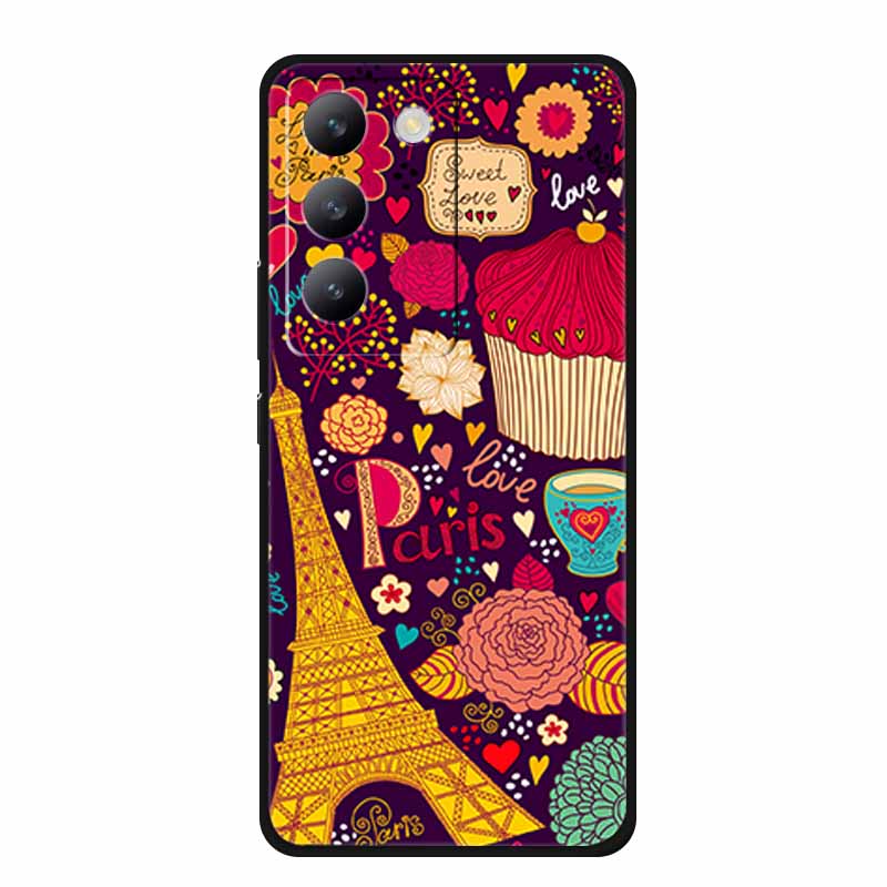 Flower Emboss Case For Vivo V40 V30 SE Y100 Y200E T3 5G Soft TPU Silicone Bumper Protector 3D Relief Phone Cover Funda V 30 40