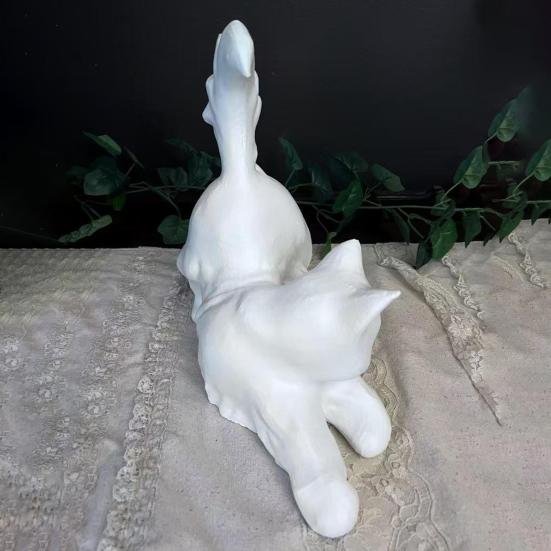 Хэллоуин Статуэтка кота-призрака Светящаяся в темноте Черно-белая статуэтка кота-призрака из смолы Украшение Настольное украшение Подарок для любителей кошек