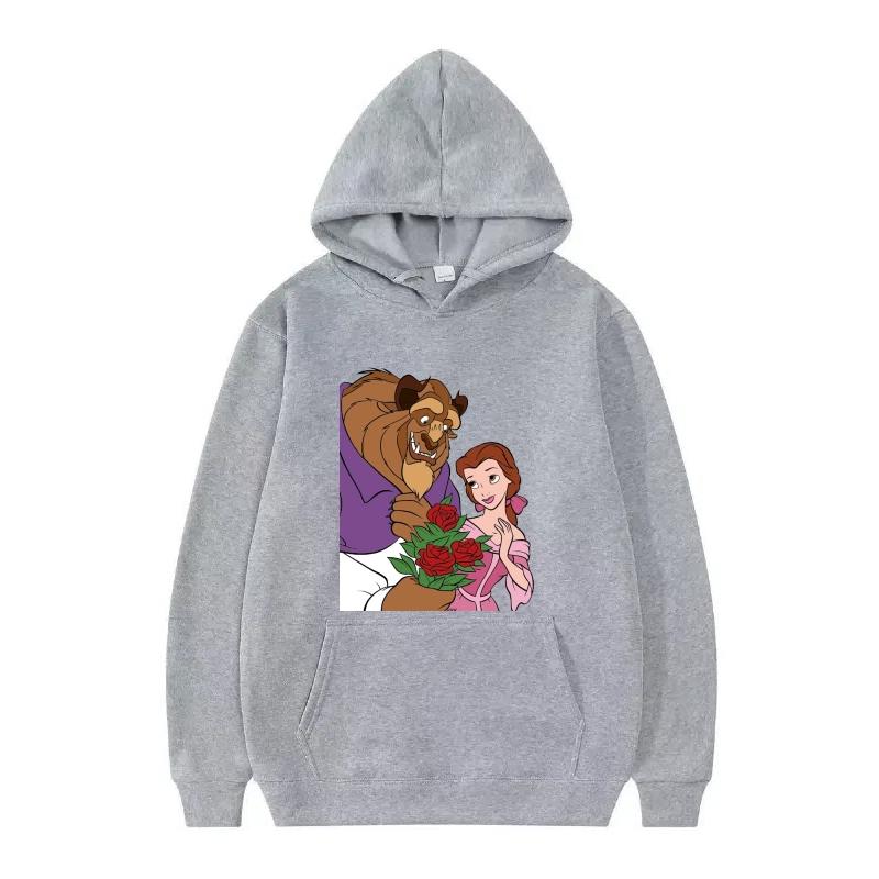 Disney Beauty And The Beast Princess Pattern Woman Loose Black Autumn Tops Clothes Pullovers Ladies Cheap Y2k Hoodies Men Sporty