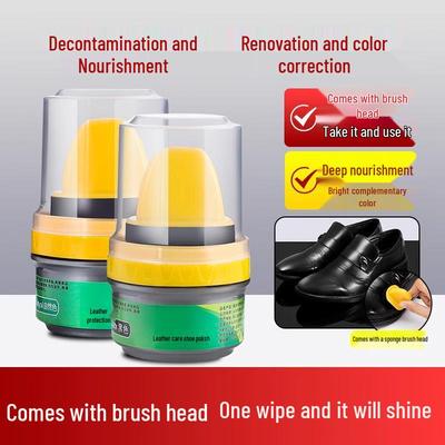 Черный крем для обуви из натуральной кожи и масло для ухода со щеткой - Бесцветный, Высококачественный Универсальный Воск для Обуви