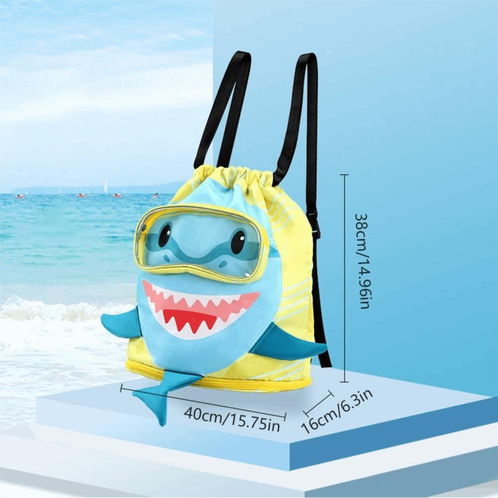 Separation Storage Wet Dry Bag Portable Beach Backpack Shark Drawstring Swimming Bag  Children Use