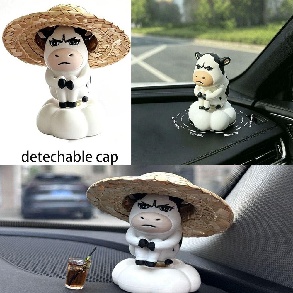 Cute Grass Cow Figure Ugly-cute Car Ornament Emo Center Console Decoration Center Console