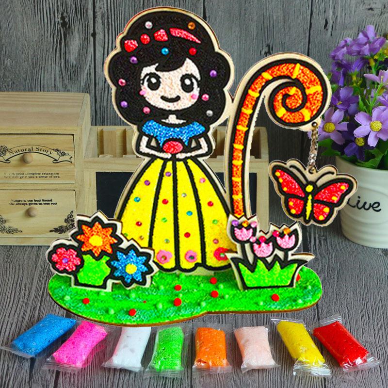 3D Wood Snowflake Clay Painting Children DIY Creative Colorful Mud Painting Board Art Painting Tool Child