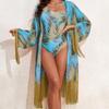 2024 European & American Three-Piece Swimsuit Set: Long Sleeve Sunscreen Cover-up Bikini for Women.