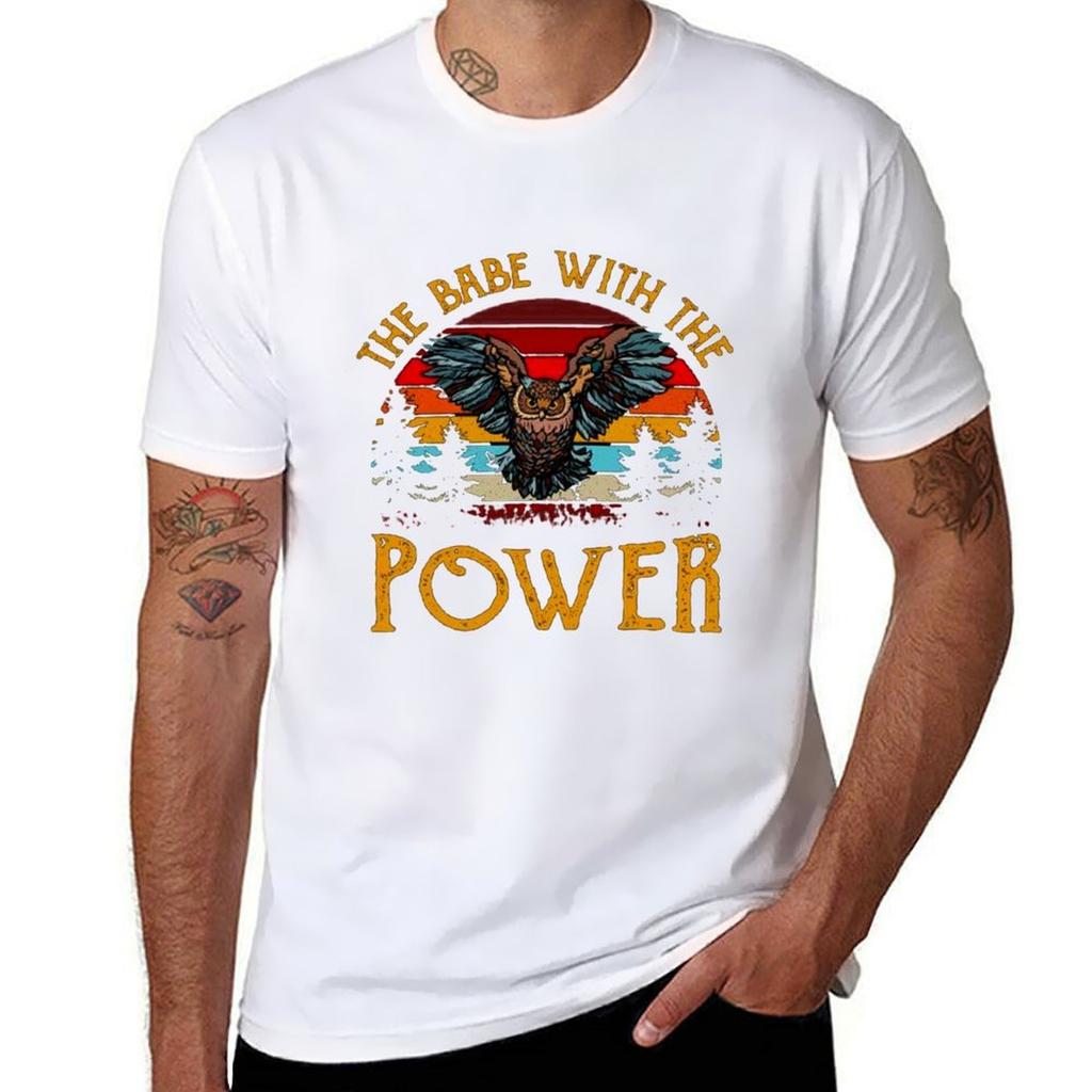 Vintage The Babe With The Power Funny Owl Tshirt T Shirts For Man Graphic Funny Tshirt
