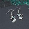 Милые серьги-капли в виде кошки из стерлингового серебра 925 пробы для женщин, свадебные украшения, винтажная мода, белый голубой опал, камень рождения, висячие серьги