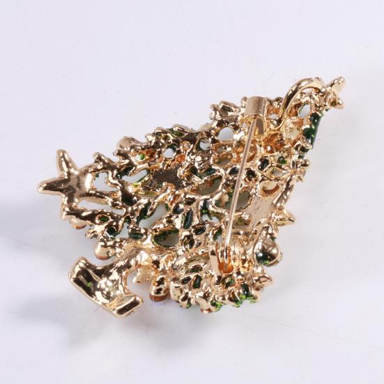 Рождественская брошь со стразами, портативные антикоррозийные ювелирные изделия, устойчивые к коррозии, высококачественная блестящая форма рождественской елки