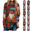Women's Casual  Plus Size Long Sleeved Round Neck 3D Christmas Printed T-shirt Top Pullover