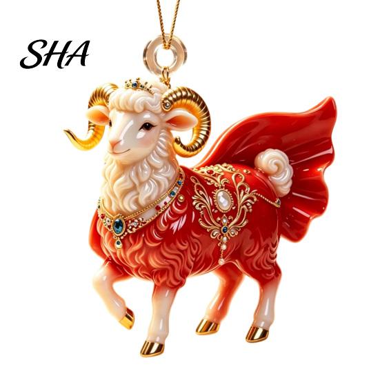 Winter Wonderland Party Supplies 2D Flat Christmas Sheep Hanging Ornament with Lanyard, Acrylic Custom Gifts Tree Pendant for Home Festive Decor