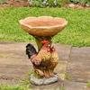 Resin Animal Raccoon Dog Rooster Owl Bird Bath Courtyard Balcony Resin Animal Statue Resin Antique Garden Bird Bath