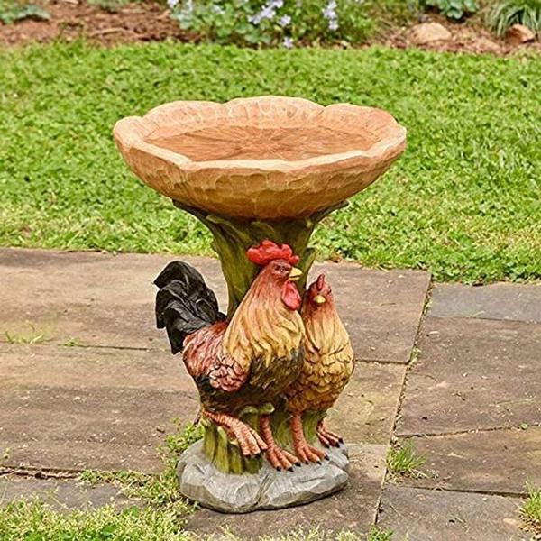 Resin Animal Raccoon Dog Rooster Owl Bird Bath Courtyard Balcony Resin Animal Statue Resin Antique Garden Bird Bath