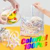 100pcs Colorful Disposable Food Cover Plastic Wrap Elastic Food Lids For Fruit Bowls Cups Caps Storage Kitchen Fresh Keeping Saver Bag