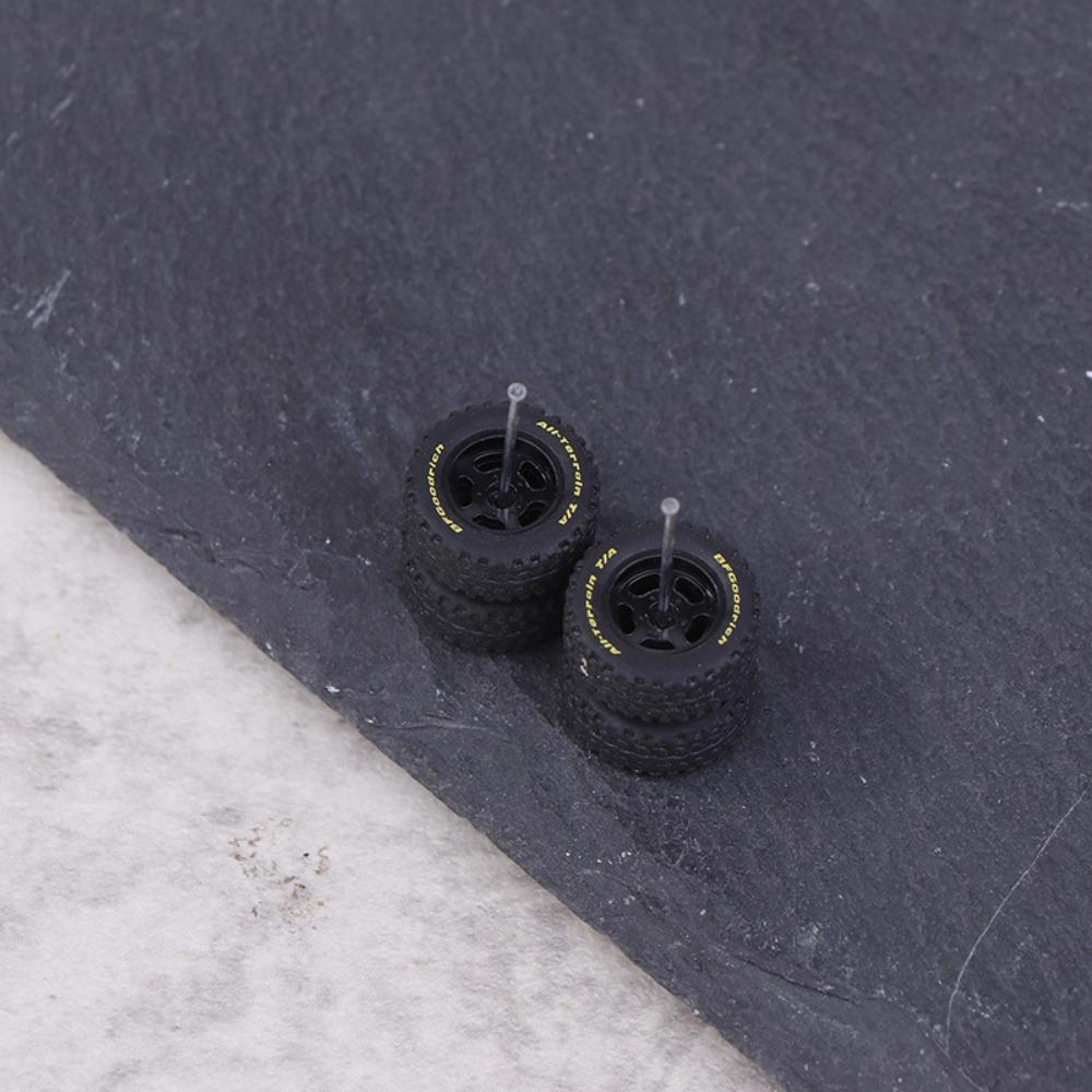 1Set 1/64 Remote Control Car Modified Tires Plastic Rubber Tires Diecast Alloy Car Hub