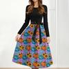 Women's Casual Fashion Halloween Printed Round Neck Vintage Dress