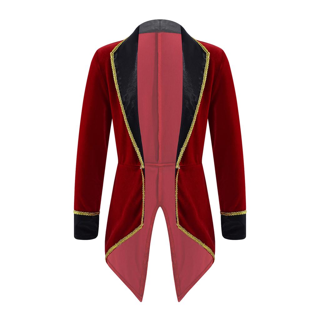 Girls Showman Costume Lapel Collar Long Sleeves Tuxedo Coat Role Play Party Performance Black Formal Jacket