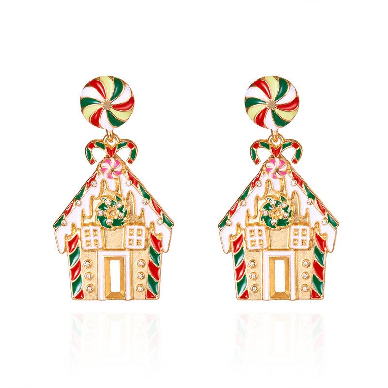 1Pair Simple Stylish Christmas Tree Shaped Hanging Earrings For Women Metal Style Yellow Star Exquisite Female Party Jewelry