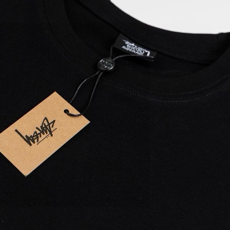 Stussy 2025 Весна/Лето Новая высококачественная хлопковая футболка с круглым вырезом для мужчин и женщин, мятая футболка с принтом хризантемы для пар