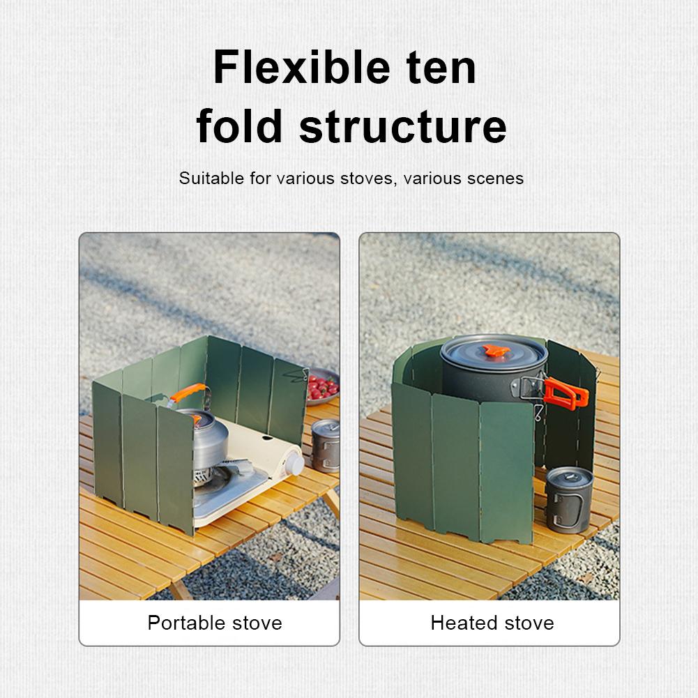 10 пластин Ветрозащитный экран для кемпинговой плиты с сумкой на шнурке, Ветрозащитный экран для уличной плиты, Складные ветрозащитные экраны для уличных плит, Инструмент для пикника