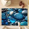 3D Colorful Stones Print Doormat 4 Sizes Ultra-Soft Kitchen Flannel Surface Rug Bathroom Water Absorbent Floor Mat For Toilet Bathroom Washing Room