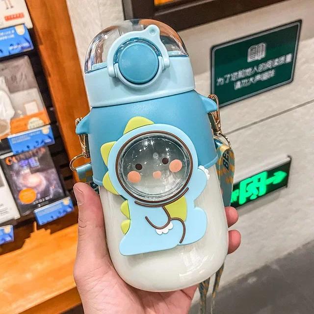 Cute Kids Water Bottle with Straw for Girls Various Modes of Children's Kawaii Cartoon Student Cup Leakproof Travel Drinkware