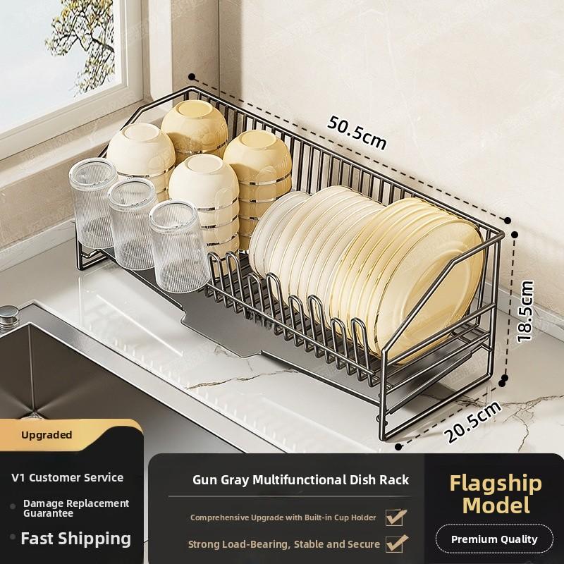 Kitchen Bowl Draining Ra Multi-Functional Countertop Sle Storage elf Utensils Di Plate Diwaer Organizer