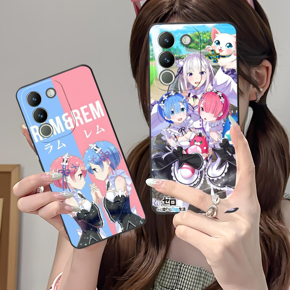 ReZero Рем Рам Матовый ТПУ Чехол для Мобильного Телефона для VIVO Y77 76 75 74 73 72 58 56 55 51 50 38 36 Y19 Y18 Y03 Y01 5G Цветная Крышка