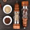 Wooden Salt and Pepper Grinder Set - Wood and Acrylic Mills, Adjustable Coarseness Ceramic Grinder