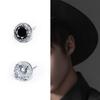 Vintage Simple Mini Handsome Cool Silver Korean Style Ear Stud Round Ear Stud Man Earrings Crystal