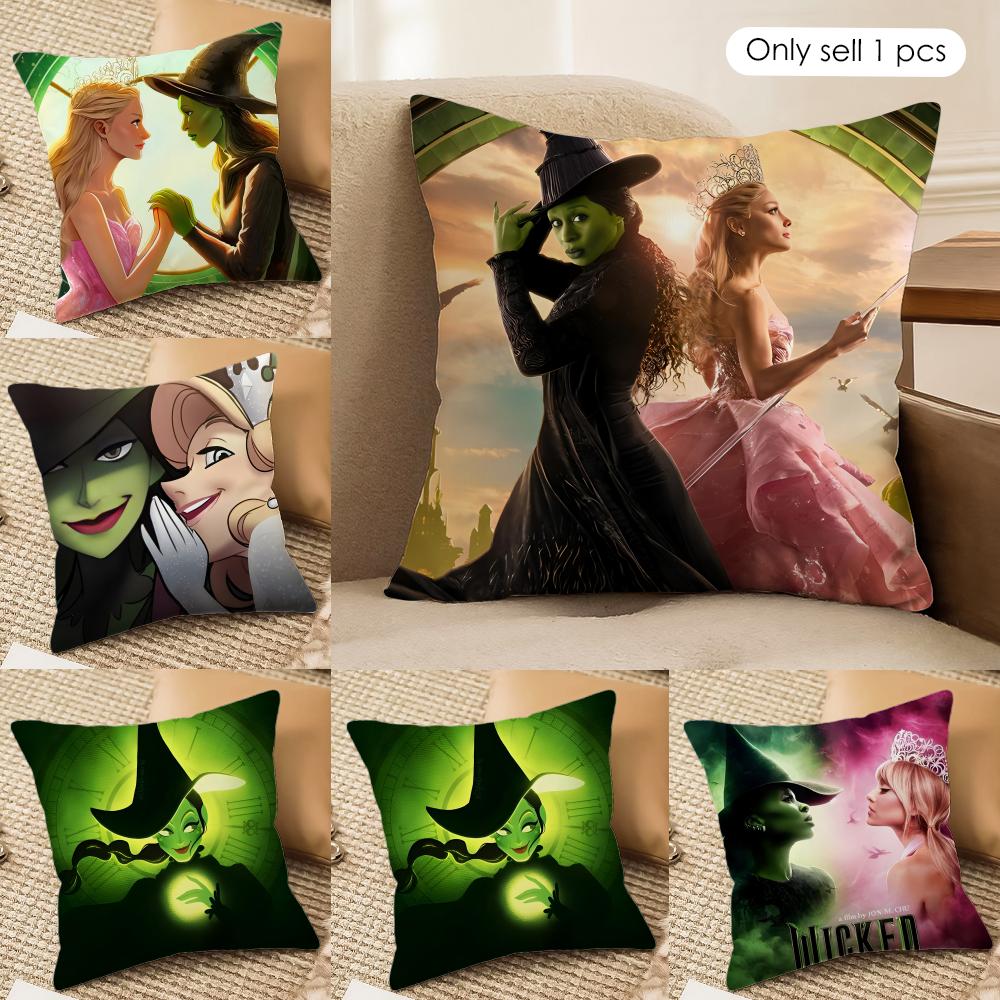 WWicked Part One Movie Cushion Cover Silky Short Plush Invisible Zipper Dustproof Sofa Pillow Case for Home Decor