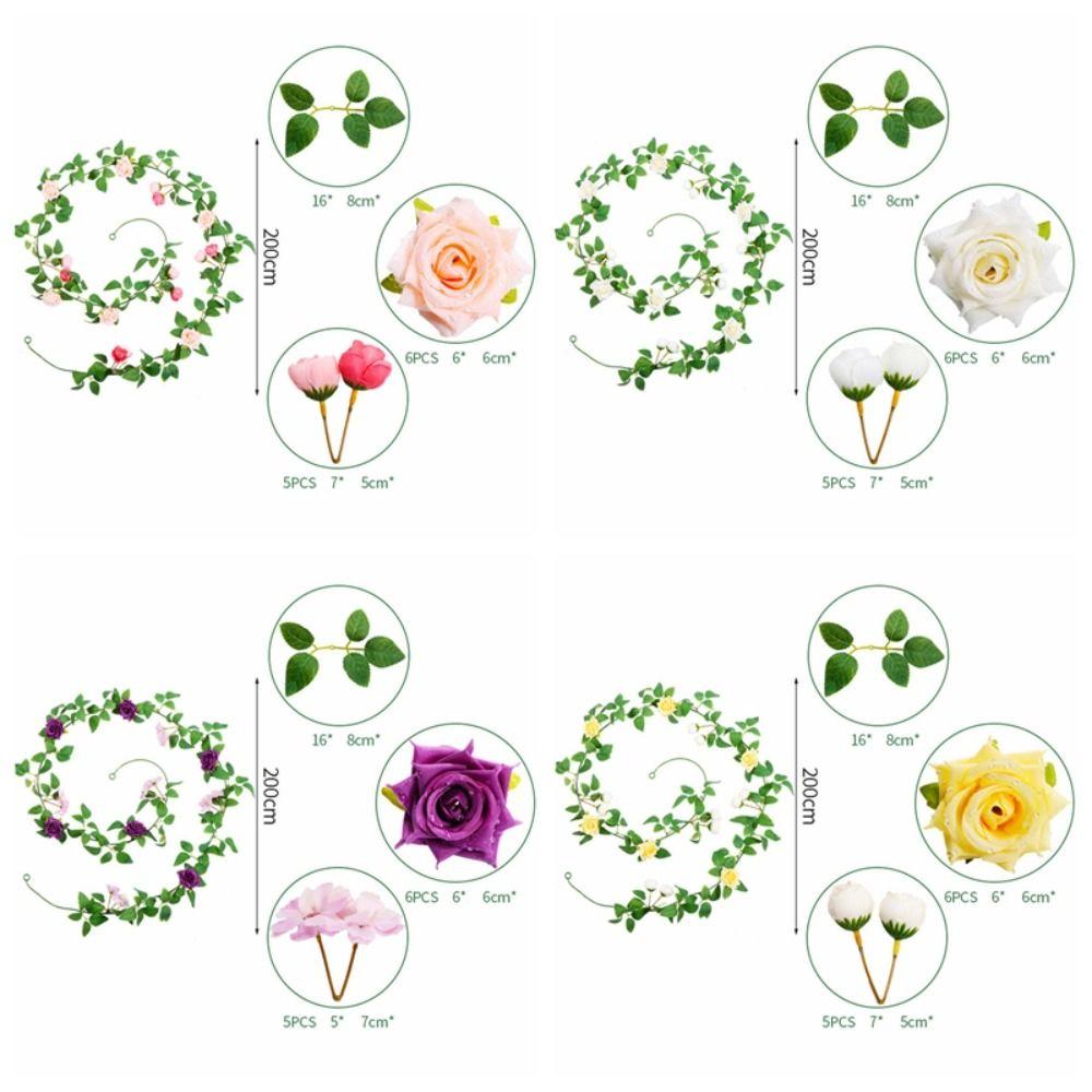 Spring Artificial Rose Vine Handmade Rose Wall Hanging Simulation Rose Vine  Wedding Party