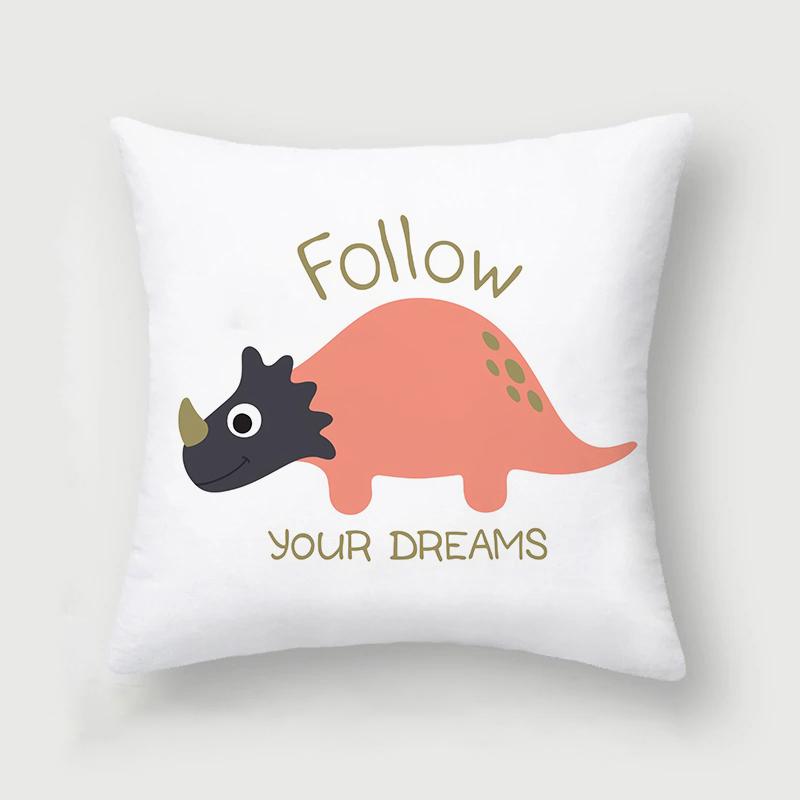 Cute and Interesting Cartoon Dinosaur Throw Pillow Set Sofa Chair Cushion Cover Children's Room Home Decoration Pillowcase 45x45