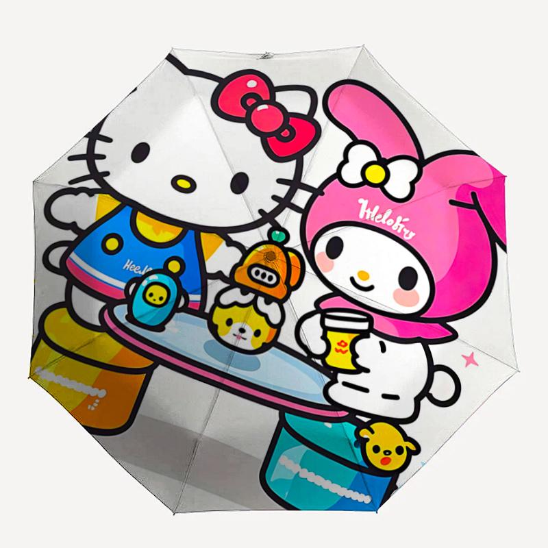 1pc Hello Kitty & My Melody Automatic Opening/Closing Umbrella with Foldable Design, 8-Rib Iron Frame Outdoor Umbrella - Perfect Gift for Fans, Travel