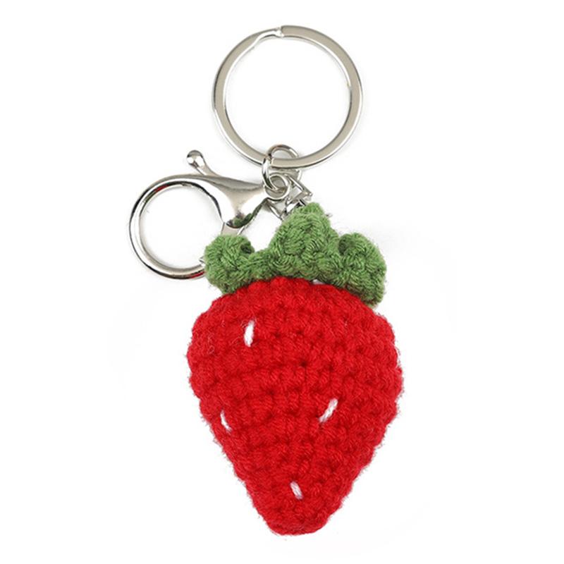 Artificial Crocheted Fruit Keychains Decorative Bags Pendants Gift Accessories
