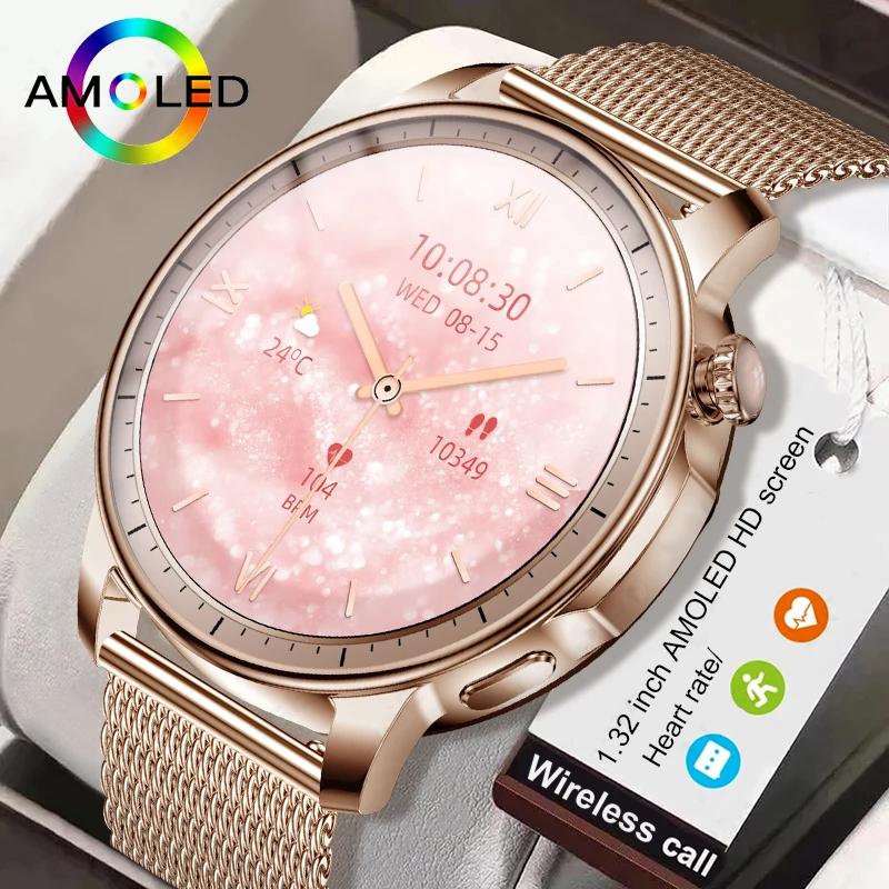 2024 New Fashion Smart Watch Women AMOLED HD Screen Sports Tracker Health Monitoring IP67 Waterproof Bluetooth Call Smart Watchs