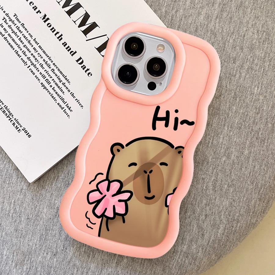 Мягкий чехол для телефона для iPhone 14 15 Plus 16 Pro Max 17 Air 12 XR 8 13 11 Мультяшная капибара