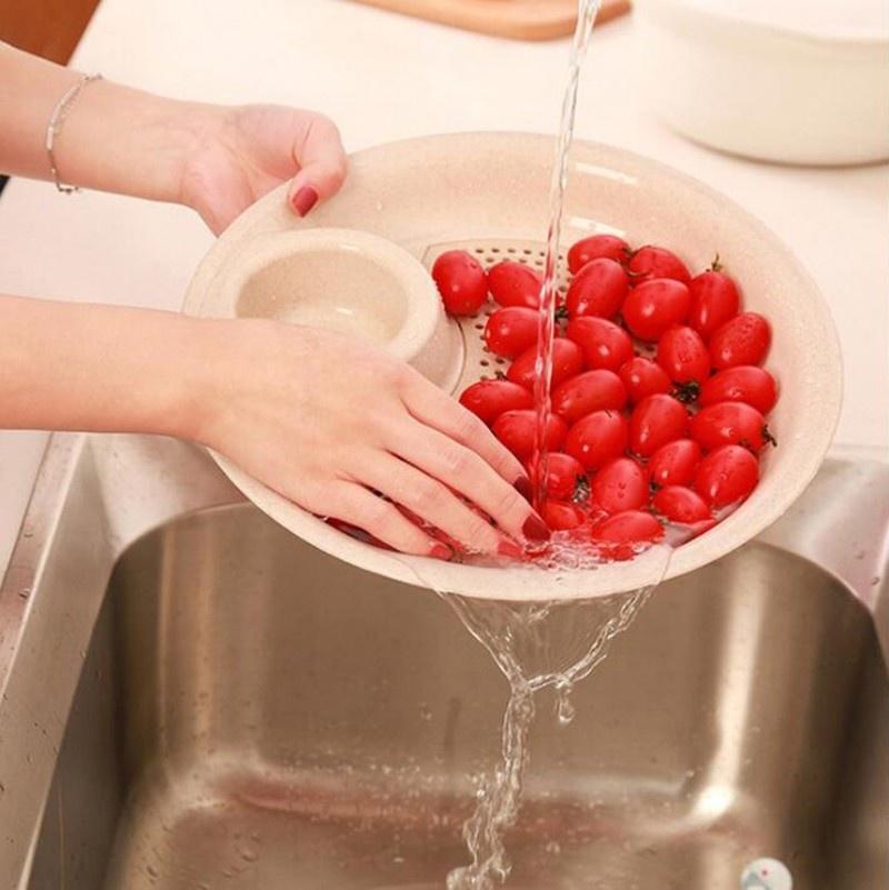 Кухонный двухслойный диск из пшеничной соломы с мини-блюдом для специй, ваза с фруктами, блюдо для пельменей, посуда