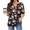 Women's T Shirt Tee Print Button Short Sleeve Daily Weekend Fashion Basic V- Neck Regular Top