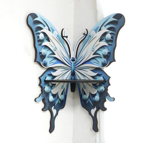 Угловая полка из искусственного хрусталя с бабочкой, деревянная настенная плавающая полка для гостиной, прочная каменная витрина для хранения свечей, украшение