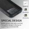 For iPhone 16 Case Ring Kickstand Leather Coated TPU Back Cover with Card Holder - Black