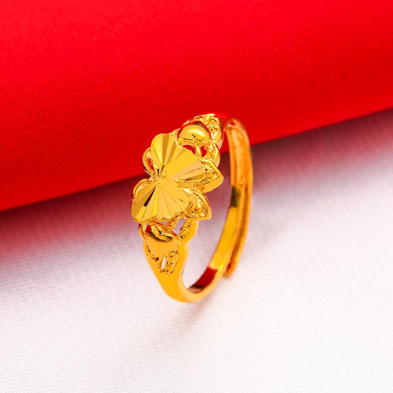Gold Plated Lucky Ring Opening Adjustable Simple Transfer Ring For Women All-Match Luxury Finger Accessories