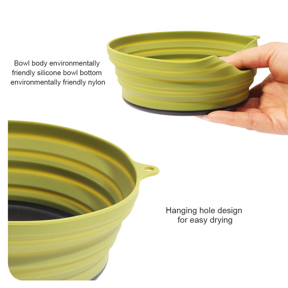 Outdoor Collapsible Pot with 2 Foldable Bowls Heat Resistant Cook Pot Tableware Stainless Steel for Hiking Backpacking