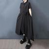 Short Sleeve Plus Size Black Vintage New In Dresses for Women Casual Loose Long Summer Shirt Dress