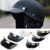 Retro Half Face Motorcycle Helmet 3 Snap-Button Visor Flip Up Wind Shield Vintage Motorbike Helmets Accessories For Men Women