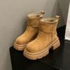 Матовые ретро зимние сапоги женские 2025 зима новые маленькие короткие сапоги на толстой подошве, утепленные и утолщенные теплые хлопковые сапоги