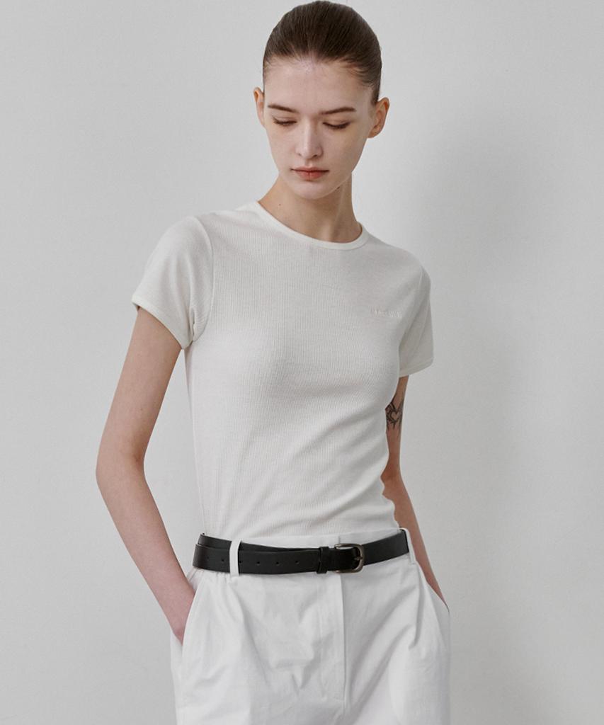 MALOUPE 5213 Ribbed Slim Short Sleeve Tee (White)