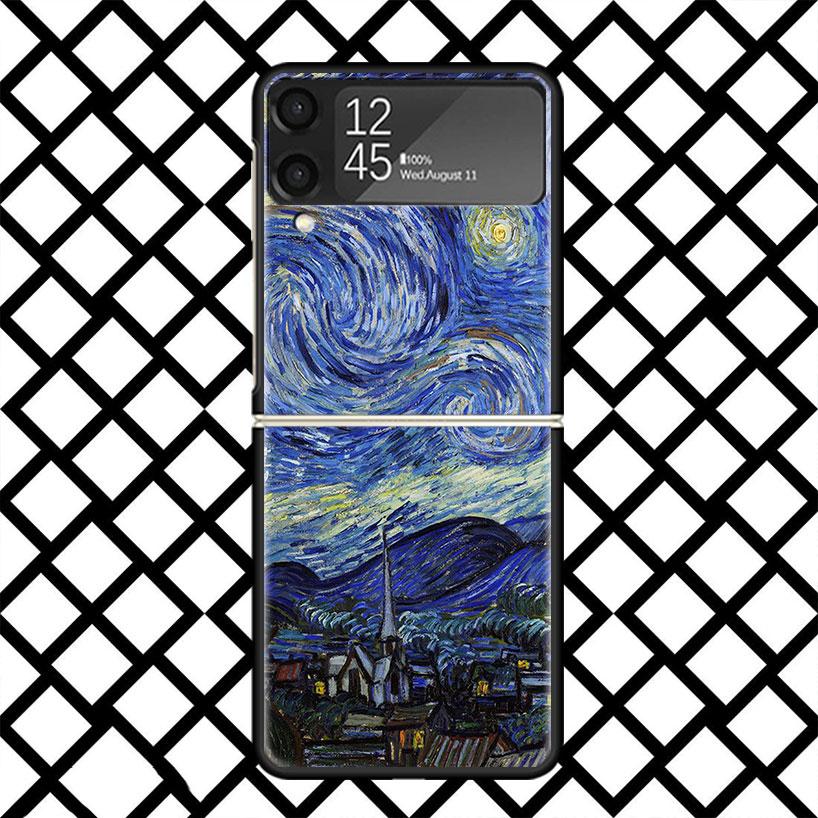 Чехол для телефона с картиной Ван Гога, масляная живопись, для Samsung Z Flip 7 6 5 4 3 Galaxy ZFLIP7 ZFlip6 5G Flip5 Flip4 Flip3 5g, Черный Жесткий Чехол
