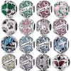 New 925 Sterling Silver Colorful Round Inlaid Zircon Charms Beads Pendant Fit Bracelet 925 Silver Jewelry Gift