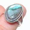 Ювелирное кольцо из натурального лабрадорита ручной работы из цельного серебра 925 пробы, размер 7 I2T24