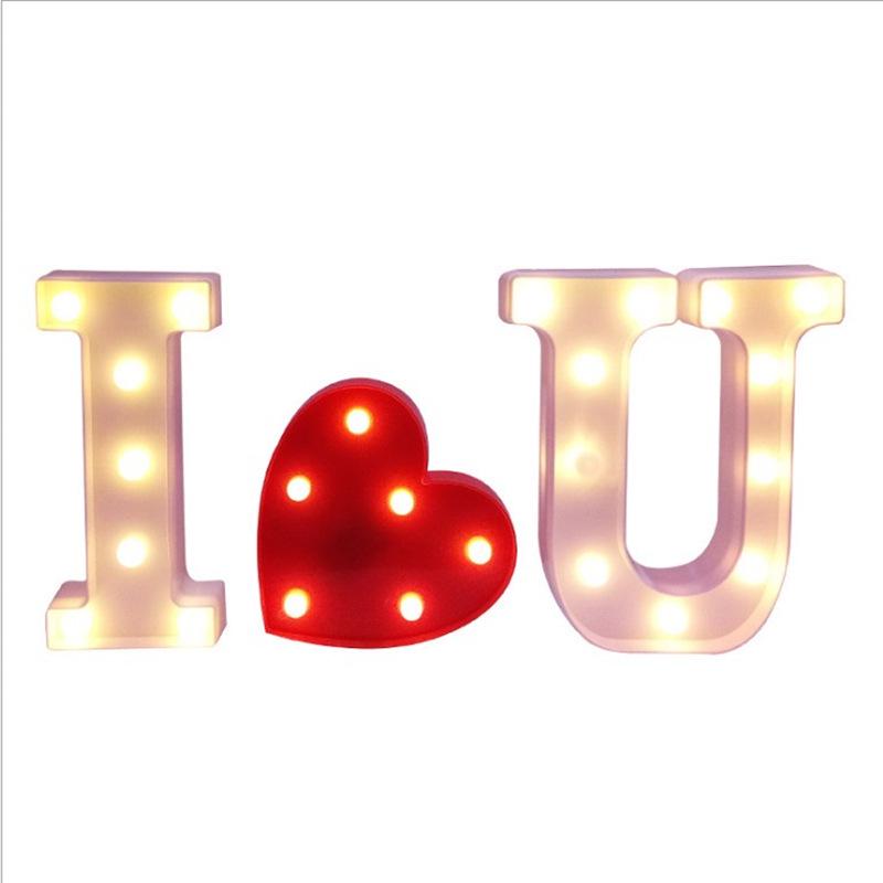 INS Christmas LED Alphabet & Number Lights for Weddings, Birthdays, and Proposals - 26 English Symbol Shaped Night Lights