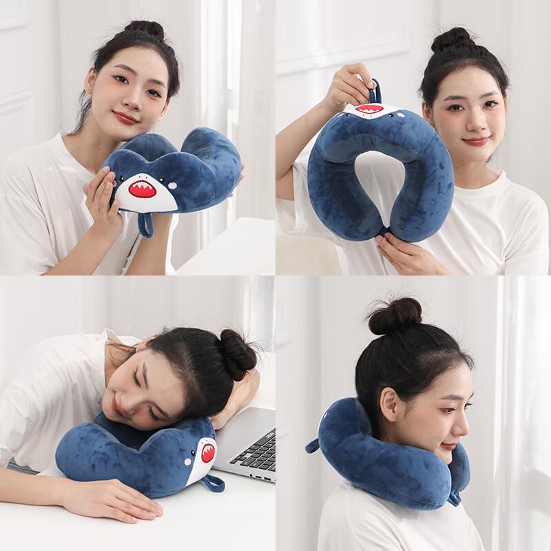 Miling Cartoon Blue Shark U-shaped Neck Pillow